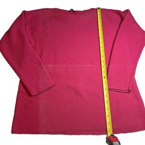 Talbots Sweater Large Wool Blend Bright Pink Ribbed Knit Boat Neck